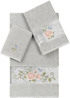 Rebecca 3-Piece Embellished Towel Set - Light Gray