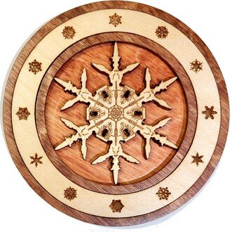 Snowflake Waterproof Wooden Coaster, Handmade Original Based On Century-Old Photo. Combine Orders & Build Your Own Set Of 6 For A Free Case-AB