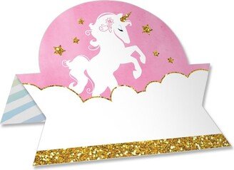 Big Dot of Happiness Rainbow Unicorn - Magical Unicorn Baby Shower or Birthday Party Tent Buffet Card - Table Setting Name Place Cards - Set of 24