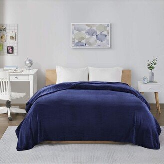 Gracie Mills Microlight Plush Oversized Blanket, Navy - King