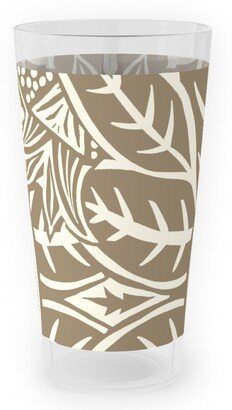 Outdoor Pint Glasses: Pomegranate Block Print - Neutral Outdoor Pint Glass, Brown