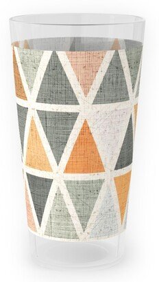 Outdoor Pint Glasses: Triangles - Grey And Orange Outdoor Pint Glass, Multicolor