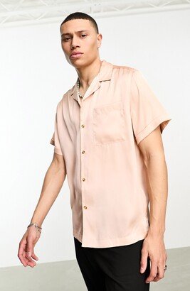 Short Sleeve Satin Button-Up Shirt