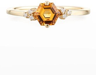 Bloom 14k Yellow Gold Hexagon Ring w/ Diamonds, Size 4-8.5