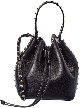 Rockstud Grainy Leather Bucket Bag-AC