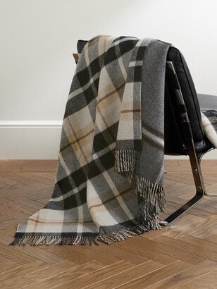 Fringed Checked Double-Faced Wool Blanket