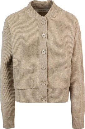 Buttoned Long-Sleeved Cardigan-AB