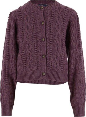 Buttoned Cable-Knit Cardigan-AA