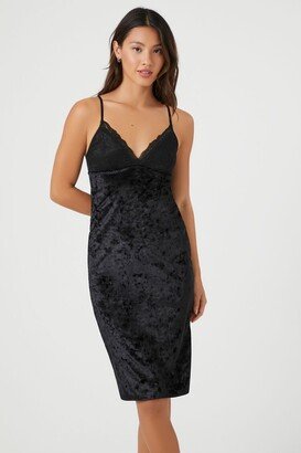 Women's Velvet Cami Slip Dress in Black Medium