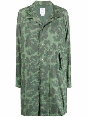 Camouflage-Print Trench Coat