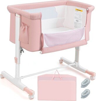 Portable Baby Bedside Bassinet with 5-level Adjustable Heights and Travel Bag - 34 x 25 x 26/28/29/30/32