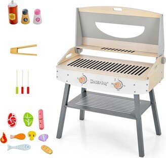 Kids Barbecue Grill Playset, Wooden Kitchen Playset with Clip - See Details