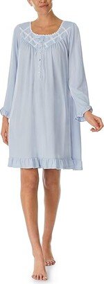 Long Sleeve Sweater Knit Gown (Blue) Women's Pajama