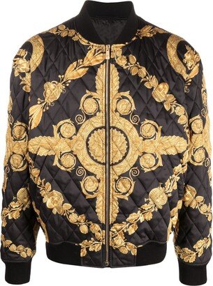 Maschera Baroque-print quilted bomber jacket