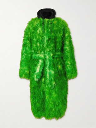 Oversized Jersey-Trimmed Mohair and Cotton-Blend Faux Fur Coat