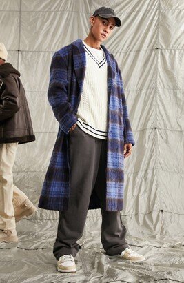 Oversize Brushed Plaid Overcoat