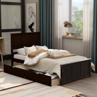 IGEMAN Twin Size Platform Storage Bed with 2 Drawers