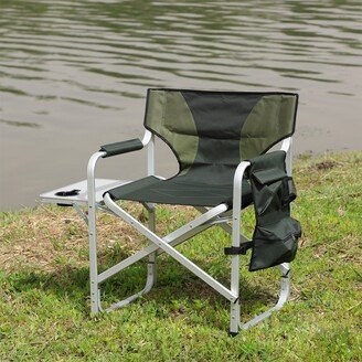 BESTCOSTY 1 PCS Padded Folding Outdoor Chair with Side Table and Storage Pockets