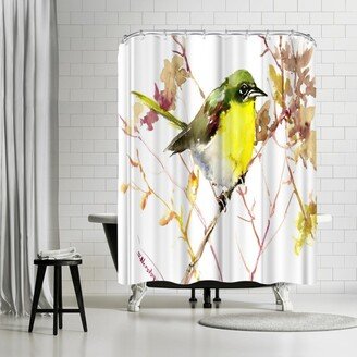 71 x 74 Shower Curtain, Yellow Breasted Chat by Suren Nersisyan