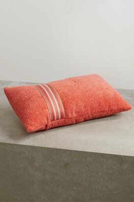 The Suitcase Striped Webbing-trimmed Cotton-terry Beach Pillow - Orange