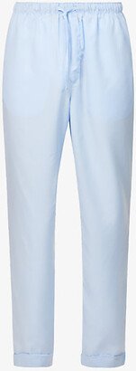 Mens Sky Blue Relaxed-fit Straight-leg Mid-rise Woven Pyjama Bottoms
