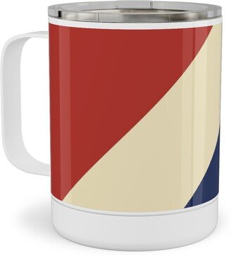 Travel Mugs: Camping Stripe Diagonal - Multi Stainless Steel Mug, 10Oz, Multicolor