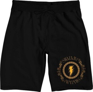 Shazam! Shazam 2 Fury Of The Gods Logo & Runes Men's Black Sleep Pajama Shorts-Large