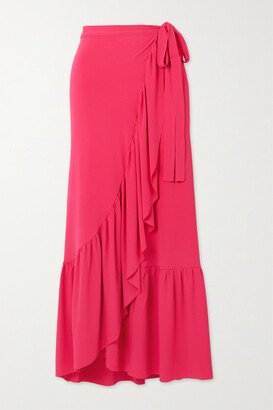 Julia Ruffled Stretch-twill Pareo - Pink