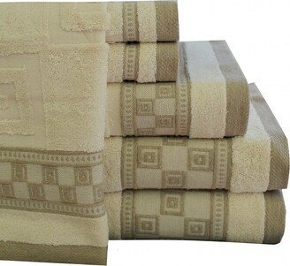 Ecru Squares 6Pc Towel Set-AA