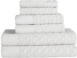 Turkish Cotton 6Pc Highly Absorbent Jacquard Herringbone Towel Set-AJ