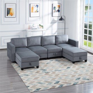 BESTCOSTY Square Arm Sectional Sofa/Symmetrical and Modular Sofa