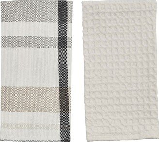 Mason Plaid Dishtowel and White Waffle Weave Dishcloth Bundle of 2