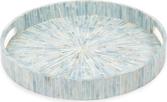 Mother-of-Pearl Round Tray, Blue