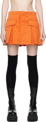 Orange Wrap Faux-Suede Skort