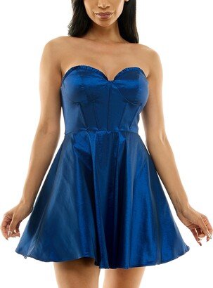 Juniors' Bustier Ruffle Party Dress