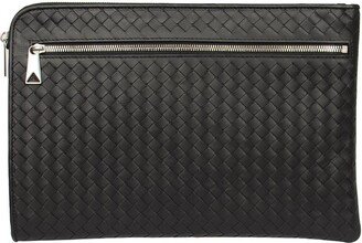 Zip Front Detail Weaved Clutch-AA