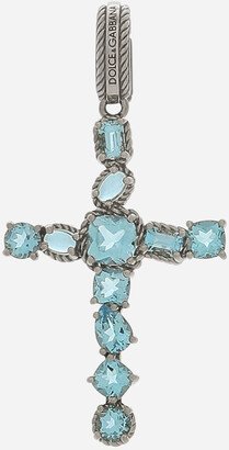 Anna charm in white gold 18kt with light blue topazes