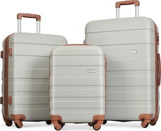 IGEMAN 3pcs Light Grey Luggage Sets Lightweight Suitcase sets with TSA Lock