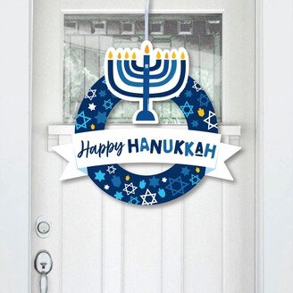 Big Dot Of Happiness Hanukkah Menorah - Outdoor Chanukah Holiday Party Decor - Front Door Wreath