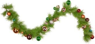 Northlight 6' x 9 Unlit Shiny Ball Ornament Long Needle Pine Artificial Christmas Garland