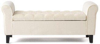 Keiko Contemporary Rolled Arm Storage Ottoman Bench