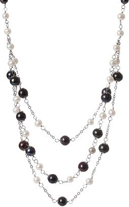 Splendid Pearls Rhodium Plated Silver 6-9Mm Freshwater Pearl Necklace