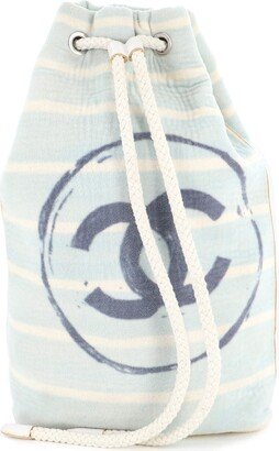 CC Drawstring Beach Bag Terry Cloth Large