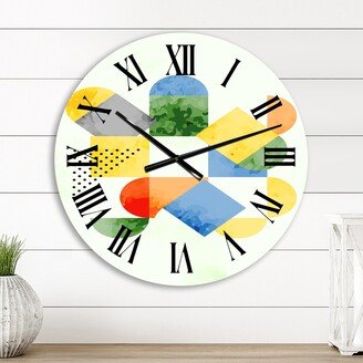 Designart 'Abstract Retro Geometrics IV' Mid-Century Modern wall clock