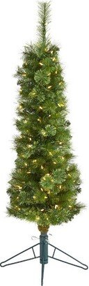 4' Green Pencil Prelit LED Multifunction Light Artificial Christmas Tree