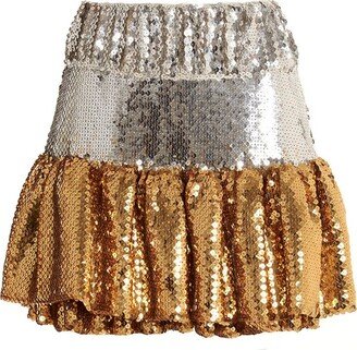 Ruffled Paillette Embellished Mini Skirt