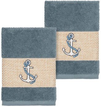 Easton Embellished Washcloth - Set of 2 - Teal