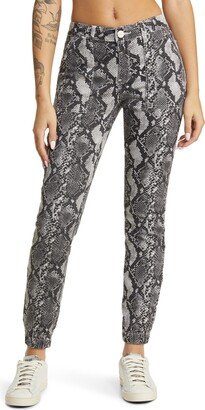 Snakeskin Print Stretch Cotton Skinny Pants