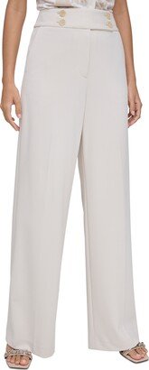 Petite Mid Rise Wide-Leg Pants