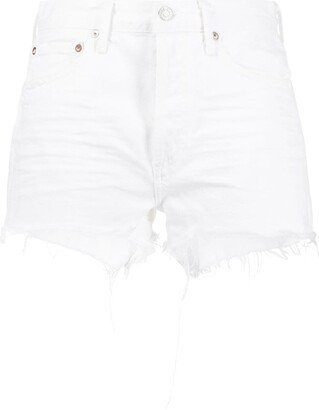 Frayed-Hem Denim Shorts-AD